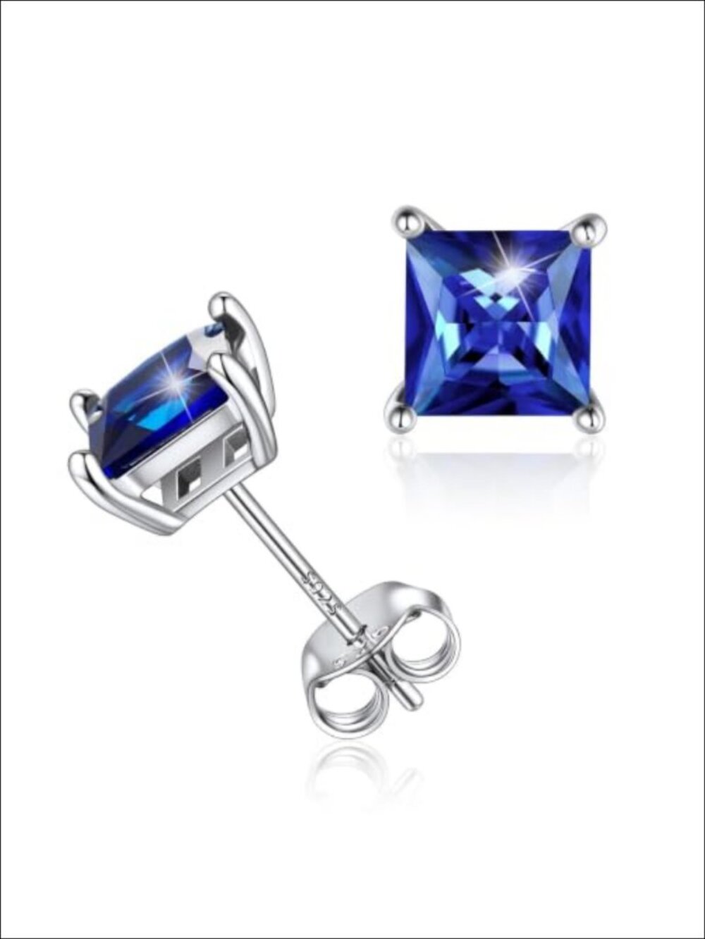 925 Sterling Silver Birthstone Stud Earrings Heart Round Princess Cut